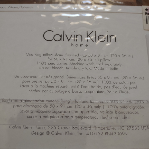 Calvin Klein Khaki Collection Abaca Weave Geranium King Pillow Sham Cotton - Picture 3 of 5